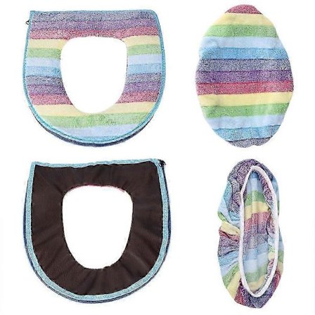 2 st/set Mjukt Korall Sammet Toalettsits Lock Överdrag Set Regnbågsfärg Badrumsinredning (Blå Dragkedja) SZRH A-D SZRH A-F 860