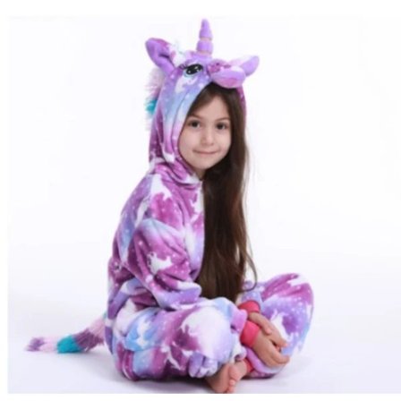 Fleece Barn Flickor Unicorn Cos Kostyme Pyjamas Nattøy Jumpsuit 120cm