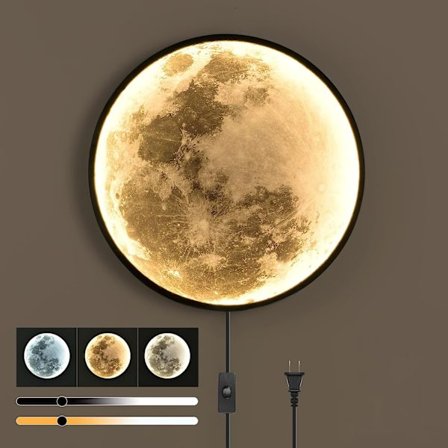 Dæmpbar månevæglampe stik moderne LED væglampe med fjernbetjening