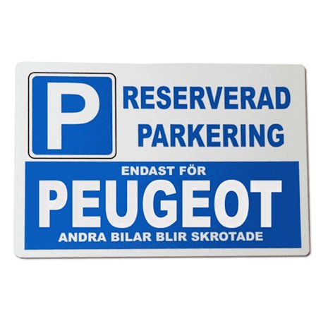 Metall plåtskylt med ' Peugeot ' design - 30x20 cm skylt