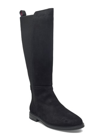 Tommy Hilfiger Flag Suede Long Boot - Black - 37
