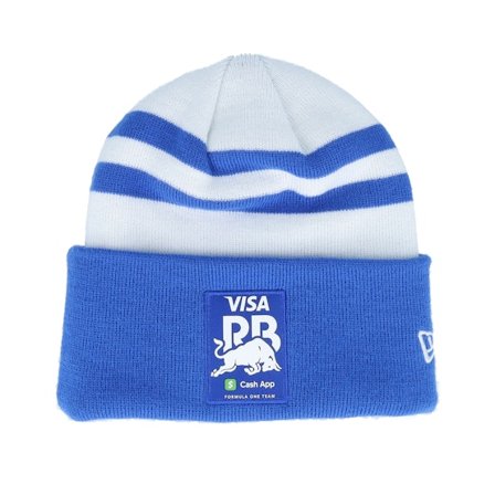 New Era - Motor Blauw cuff Beanie - RB F1 25 Team White/Blue Wide Cuff @ Hatstore