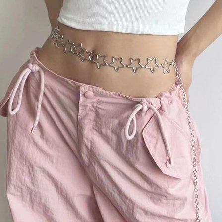 Y2k Star Metal Waist Chain Women's Belt Dress Short Skirt Cute Heart Chain Belt Student Girl Dress Waist Belt