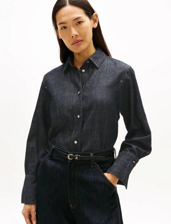 Tommy Hilfiger Dnm Pure Relaxed Shirt Ls - Black - 46