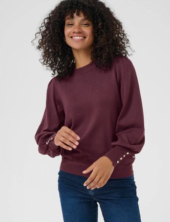 Kaffe Kalizza Round Neck Knit Pullover Bu - Red - XS