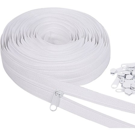 10 meter lynlås i bulk, (#3) lynlås til syning, hvid nylon spiral lynlås pr. meter, erstatningslynlås til syning med 20[ee]