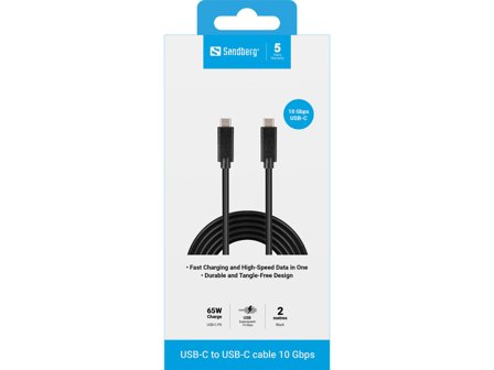 Sandberg USB-kabel - USB-C (hann) til USB-C (hann) - USB 3.1 - 2 m