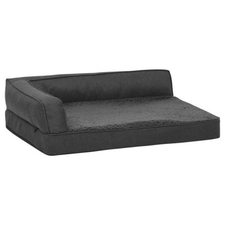 Vidaxl Ergonomisk Hundmadrass 75x53 Cm Linnelook Fleece Mörkgrå Grå