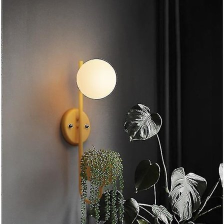 Led Wall Lamp Living Room Study Balcony Bedroom Glass Ball Plant E27 Decorative Light (yellow)