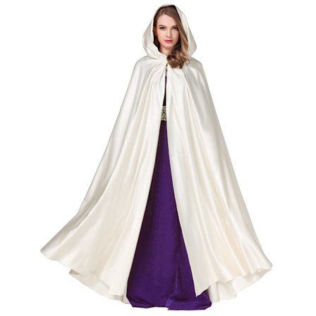 Witchcraft Light ivory Tie Up Medeltida dräkt Halloween Hooded Coak Long Cape U