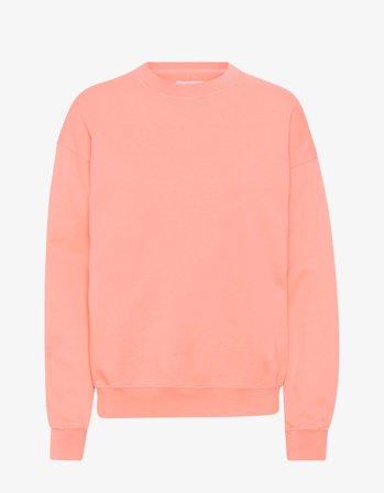 Organic Oversized Crew - Bright Coral - M