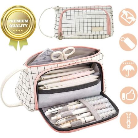 Penneetui til piger med hjerte, stor kapacitet, penalhus til skoleartikler