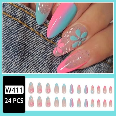 Almond Fake Nails False Nail W411 W411