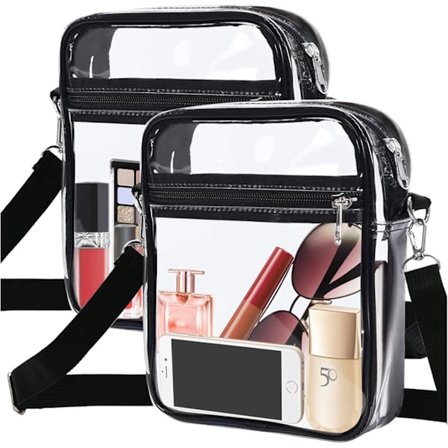 2-PACK Genomskinlig handväska Stadium Godkänd Genomskinlig väska Axelväska, Justerbar axelrem för konsertsport