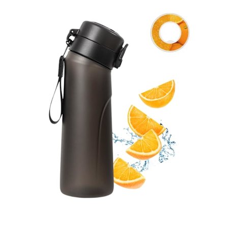 Hedelmäntuoksuinen vesipullo pillillä, 750 ml BPA-vapaa ja tiivis kuntosalipullo, ihanteellinen kuntoiluun ja ulkoiluun, 1 makupala (matta musta)