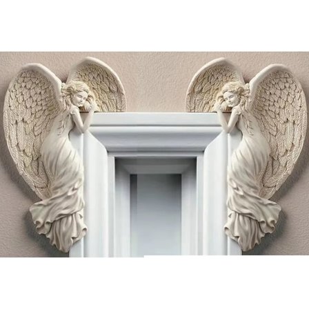 Sæt med 2 dørkarme, englevinger, skulptur, simulation, gudinder, boligindretning lille englevinge vægskulptur, engle dørkarm dekoration