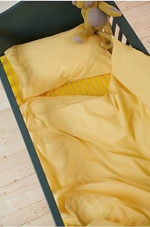 Jotex - Percale Mini Komplet Pościeli Ekologicznej Do Łóżeczka Niemowlęcego Popcorn żółty - ZACK - Kup Pościel i poszewki na poduszki dla dzieci firmy