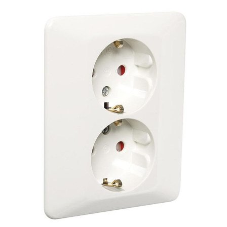 Elko EKO06776 Stikkontakt innfelt, 2-veis, lav profil, Strømbrytere & vegguttak