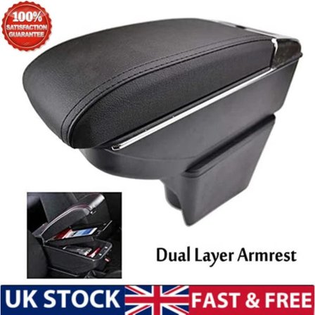 Armlene for VW Mk5 Polo 6R 2010-2017, Dobbelt Lag, Sentral Oppbevaring, UK{Y F L}