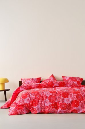 Jotex - Dynetrekksett Dobbeltseng Økologisk Rød - ANNA - Kjøp Dobbeltseng hos Jotex