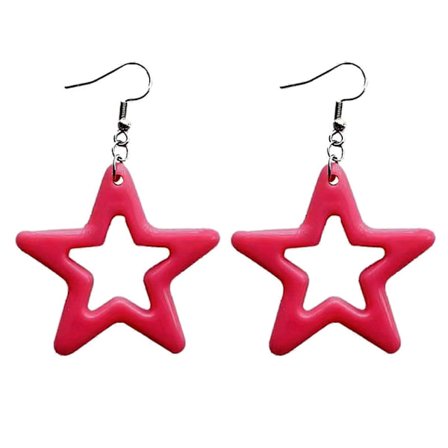 Mode Hængeøreringe Små Hoop Øreringe Simple Hule Akryl Stjerne Vedhæng Øreringe Statement Smykker til Kvinder Pige Gul