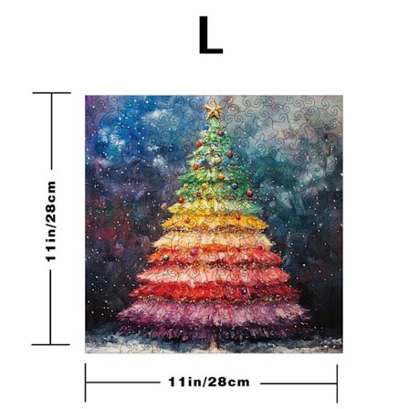 Juletre-formet trepuslespill - kan kombineres med en sparegris, et unikt dekorativt puslespill.