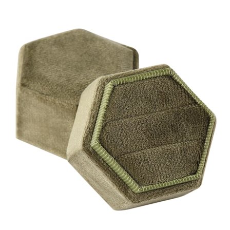 Samettinen korurasia sormuksille, kuusikulmainen ylellinen vintage-tyylinen kaksoissormuslahjarasia irrotettavalla kannella kosintaan, kihloihin ja 