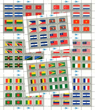 FN - 8 postfriske flagark med 16 frimærker
