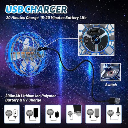 Flyvende boldlegetøj Flyvende bold Mini drone til børn Flyvende kugle Magisk svævebold med LED-lys Flyvemaskinelegetøj(Lilla)