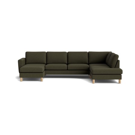 Haven U-sofa, venstrevendt - Loop Grøn - 327x206x86cm - Komfortabel U-sofa med koldskum & slidstærkt betræk - Perfekt til afslapning i stuen