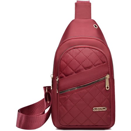 Unisex axelväska med 5 fack och kabelhål - Justerbar bärstil (tvärs över/axel/bröst) - Röd