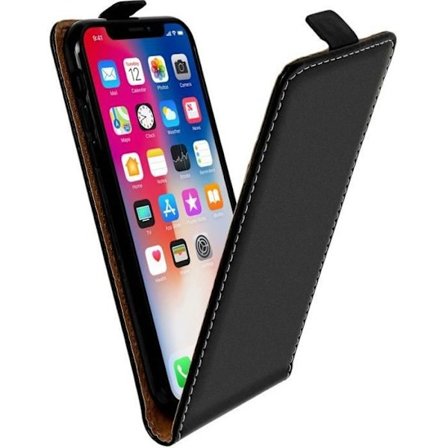 Housse iPhone X / XS - AVIZAR - Etui Clapet Vertikalt - Magnetisk Beskyttelse - Kortholder - Sort