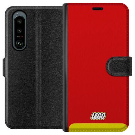 Kompatibelt Plånboksfodral till Sony Sony Xperia 5 III Lego Röd Gul Poster Byggklossar Officiell Logotyp Leksaker Retro Vintage Design Klassiskt Lek