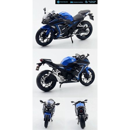 1/12 Kawasaki H2r Ninja 250 Leke Motorsykkel Diecast Metallmodell 1:12 Super Sport Racing Lyd og Lys Samling Gave til Gutt Barn