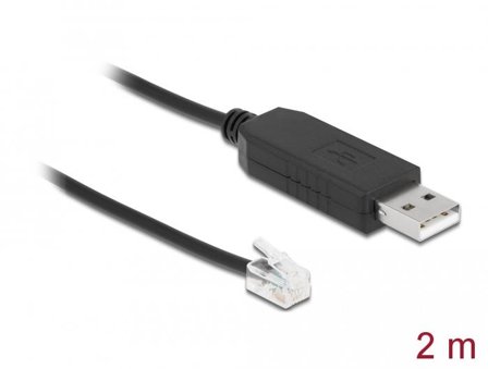 Delock Adapter cable USB Type-A to Serial RS-232 RJ10 with ESD 2 m