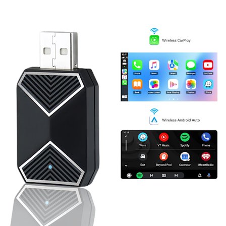 Trådløs CarPlay-adapter, Trådløs Android Auto – Mini og Stabil 5.8GHz WiFi med USB/Type-C