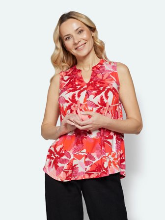 SIGNATURE - Top - Rød Mix - Mønstret