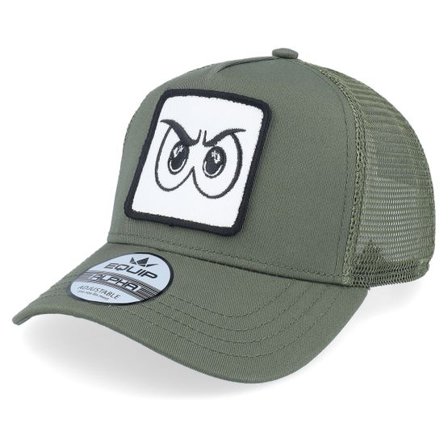 Iconic - Grön trucker Keps - Angry Eyes Patch Olive Trucker @ Hatstore