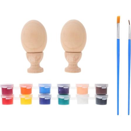 Uferdige tre egg DIY håndmalt påskeegg dekorasjonssett umalte tre egg sett for maling og påskeegg ornamenter hjemmedekorasjoner