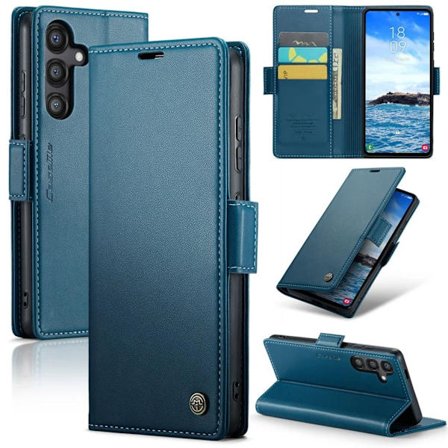 CASEME Samsung Galaxy S24 FE RFID blocking Wallet Cover - Blue