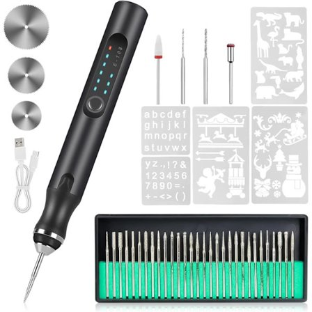 2025 Siste Modell USB Oppladbar Trådløs Graveringsmaskin, Elektrisk Graveringspenn med 37 Bits, 3 Hastighetsjusteringer, Bærbar DIY Rota