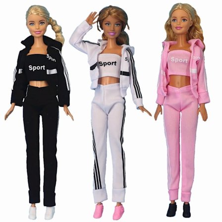 Barbie-modekostym, 3 delar, 12 docktillbehör, för barn