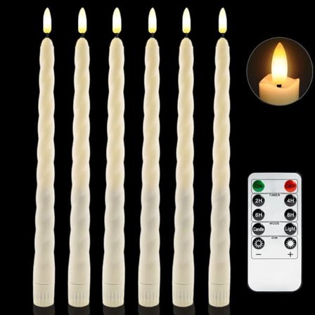 6-pak flammende lys uden flamme med fjernbetjening, timer og lysdæmper, 3D-flamme, batteridrevet - perfekt til fest- og juledekoration.