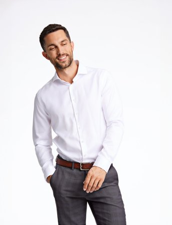 Lindbergh Black 1927:Twill Weave Shirt Wf L/S - White - XXXL