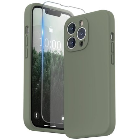 Skal kompatibelt med iPhone 13 Pro skal silikon med displayskyddsfilm, mobilskal iPhone 13 Pro skal med kameraskydd, iPhon