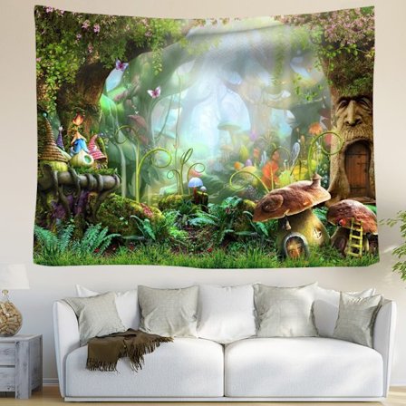 Veggteppe Skog Veggteppe Natur Veggduk Vår Sopp