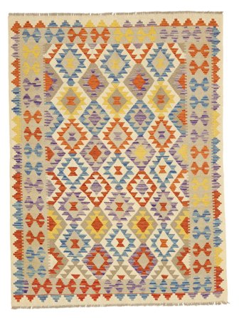 Hand Woven Kilim Afghan Old Style Rug 145X195 Orange/Dark Grey