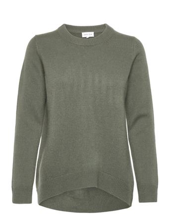 Straight O-Neck Sweater Pullover Grå Davida Cashmere