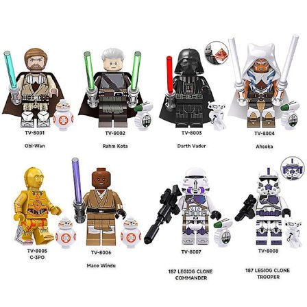 8 st Star Wars Droids Minifigurer Actionfigurer Byggklossar Leksaker för Barn TV6101 [DmS]