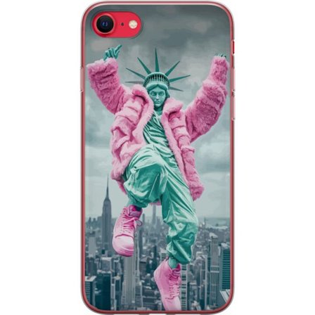 Kompatibelt Mobildeksel til Apple iPhone SE (2020) Frihetsgudinnen gatestil rosa pels NYC moderne bymote statue liberty kul estetikk by kunst dristig
